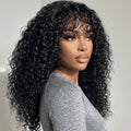 Semicaop Curly Wig human hair 12 Inch with Bangs 100% Glueless None