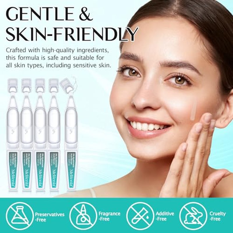 3% Hyaluronic Acid Serum for Face,Ultra-Hydrating Hyaluronic Acid Serum Tube Smooth Skin Deep Moisturizing Facial Serum for Anti-Aging with 30 Pcs Single-Use Vials Design