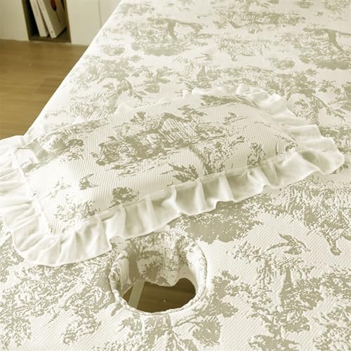 Green Massage Table Skirt with Hole - 75x31.5 Inch Fitted Sheet & Cover