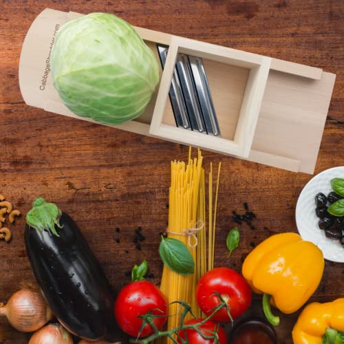 Wooden Mandoline Slicer for Sauerkraut & Coleslaw with Cut-Resistant Glove - Polish Handmade