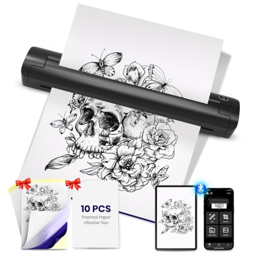 Wireless Tattoo Stencil Printer Machine - Black Variation for Artists & Beginners