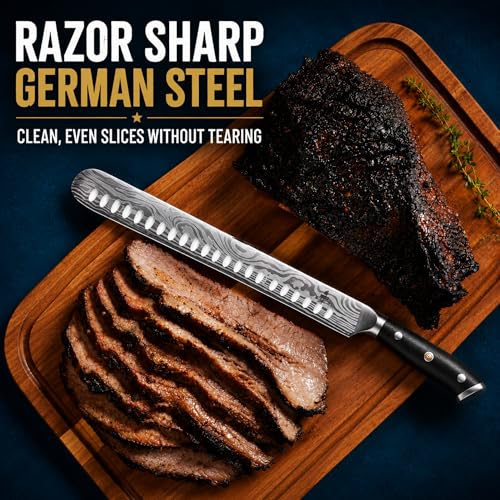 Iron Grillers 12-Inch & 6-Inch Meat Carving Knife Set with Fork - High-Carbon German Steel