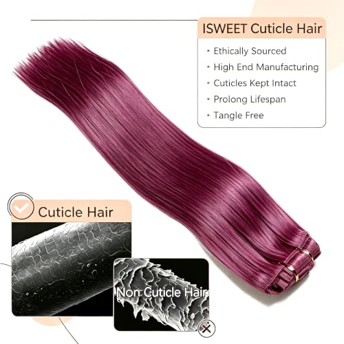 Purple Clip-In Hair Extensions 18 Inch 105g Natural Remy Human Hair - 7 Pieces
