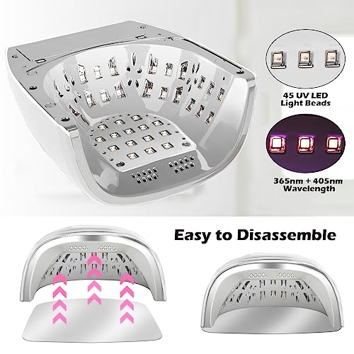 90W Wireless Rechargeable UV LED Nail Lamp for Gel Nails, Portable & Cordless
