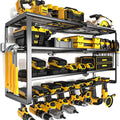 YYR 32 Inch 8 Slot Power Tool Organizer Wall Mount with Charging Station, Drill & Battery Storage Rack