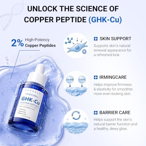 Copper Peptides Face Serum with Liposomal Hyaluronic Acid - 2 Pack, 1 Fl Oz