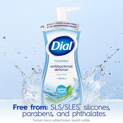 Dial Antibacterial Foaming Hand Soap Refill, Spring Water, 52 fl oz & Antibacterial Foaming Hand Wash, Spring Water, 7.5 fl oz (Pack of 6)