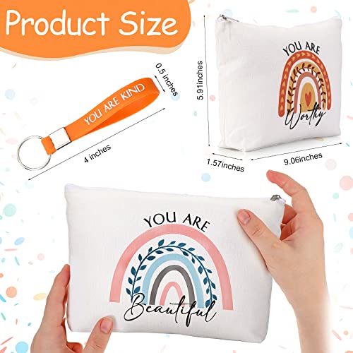 Inspirational Gift Set with 30 Rainbow Cosmetic Bags & Silicone Keychains for Women