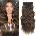 Fliace Medium Brown Clip-In Hair Extensions 20 Inch | Long Wavy Set for Women