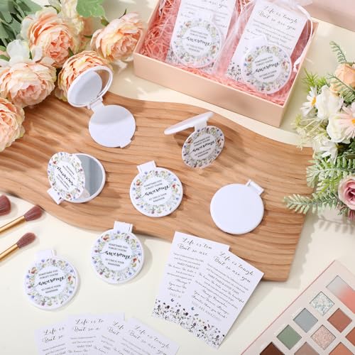 Cinnvoice 25-Piece Inspirational Compact Mirror Set for Women Wildflower Variation