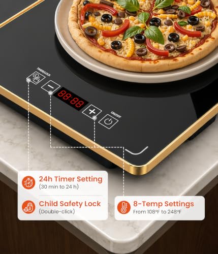 Electric Warming Tray 4-in-1 Modular Food Warmer 34x15 Inch Adjustable Temperature