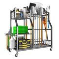 Large Garden Tool Organizer Stand with Wheels - Heavy-Duty Garage Storage