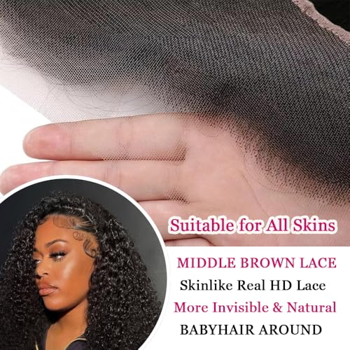 16 Inch Kinky Curly Lace Frontal Closure 13x4 HD Transparent Human Hair