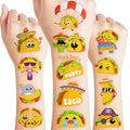 96 PCS Taco Mexican Fiesta Pre-Cut Temporary Tattoos for Kids | Cute Cinco de Mayo Themed Birthday Party Favors, Supplies, Decorations, Fake Tattoo Stickers, School Rewards Prizes & Gifts Boys Girls