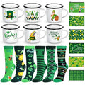 18 Pcs St Patrick's Day Gifts Set Happy St Patrick's Day Enamel Mugs Irish Shamrock Lucky Makeup Bags Green Clover Socks Bulk Party Favors Supplies for Women Coworkers Saint Patty's Decor