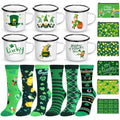 Singhoow St. Patrick’s Day Gift Set with Enamel Mugs, Makeup Bags & Socks - Irish Shamrock & Lucky Decor