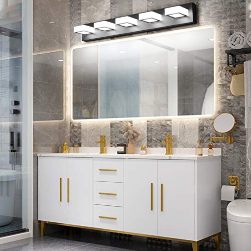 Ralbay Modern Black Bathroom Vanity Lights 5 LED Acrylic Over Mirror 34 Inch