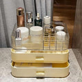 Makeup Organizer for Vanity, Stackable Cosmetics Organizer with Drawers, Countertop Storage for Makeup Palettes, Skincare, Beauty Supplies, Great for Vanity, Bathroom, Cabinet, Dresser Desk. Cream