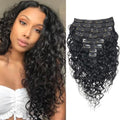 Deep Curly Clip-In Human Hair Extensions 120g 22 Inches Black - Natural