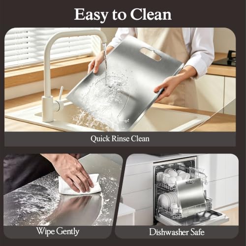 Stainless Steel Cutting Board Set with Lip - 3 Sizes for Kitchen Food Prep