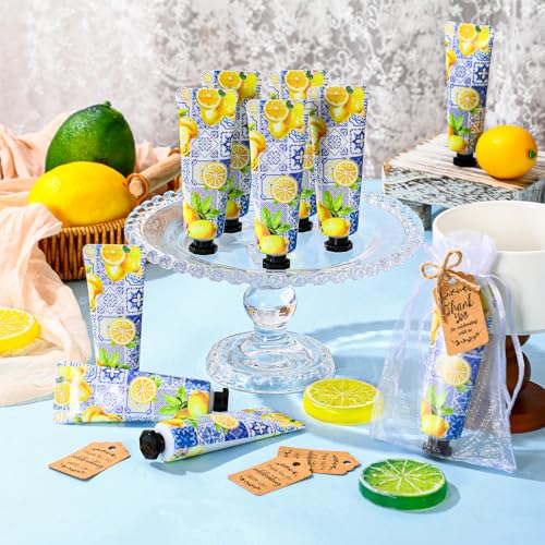 48 Sets Baby Shower Hand Cream Gift Party Favors for Guests Gift Bulk Mini Travel Size Hand Lotion Set for Guests(Lemon)