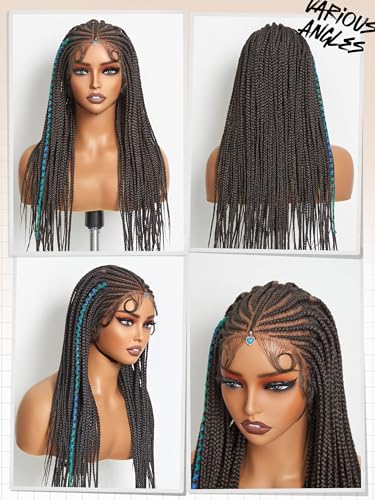 Knotless Box Braided Lace Front Wig with Baby Hair - Cornrow Style - Glueless Synthetic Wig for Women