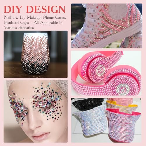 4mm Flatback Rhinestones Bedazzling Kit with 42 Colors & Glue - Christmas Gift
