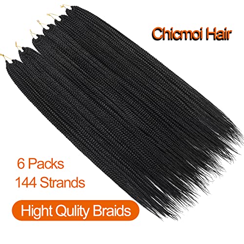 36 Inch Box Braid Crochet Hair Extensions - 6 Packs, 144 Strands, Knotless Pre Looped for Black Women - Variation of THIS listing