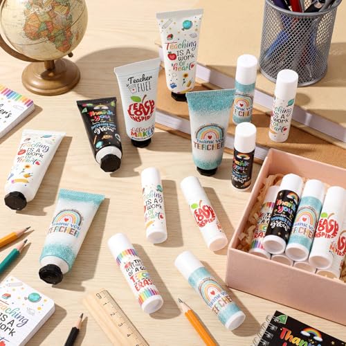 Teacher Appreciation Lip Balm & Hand Cream Gift Set - 60 Pieces, 5 Styles, Travel Size, Bulk