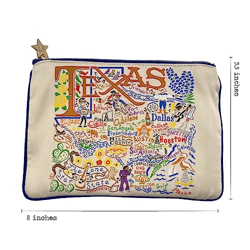 Natural Texas Zipper Pouch Purse - Travel Cosmetic & Makeup Bag - Texas Variation