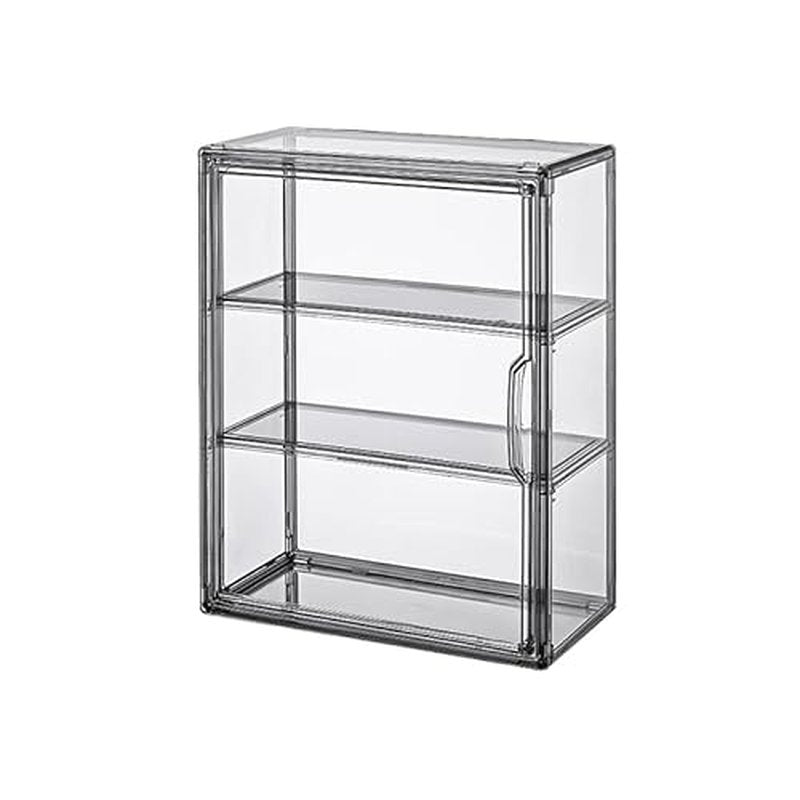 3PACK 3 Tiers Acrylic Display Case with 2 Division Boards, Acrylic Storage Organizers Box with Magnetic Door, Wall-Mounted Dustproof Showcase for Makeups, Purses, Figure