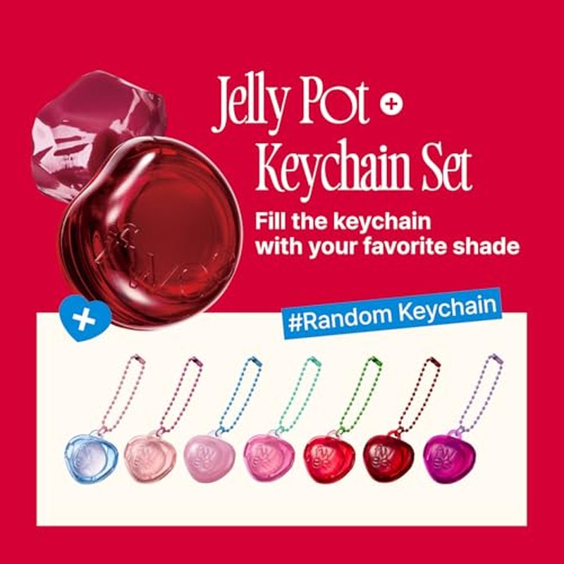 fwee Glowy Jelly Pot + Keychain SET | Dewy Jelly Lip & Blush Color, Tinted Glow Jelly Balm, Dewy Buildable Finish ? Mellow Mango (Natural Coral) | 0.14 oz