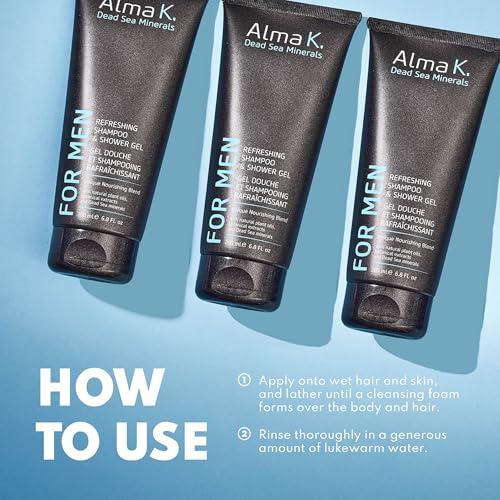 ALMA K 6.76 Fl Oz Refreshing 2-in-1 Men's Body Wash & Clarifying Shampoo Pack of 2