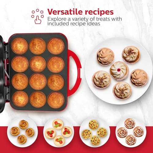 Holstein Housewares Red 12-Cup Electric Cupcake Maker - Versatile Bakes Muffins & More