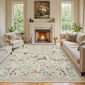 Yidanamy 8x10 Beige Boho Floral Washable Area Rug for Living Room & Bedroom