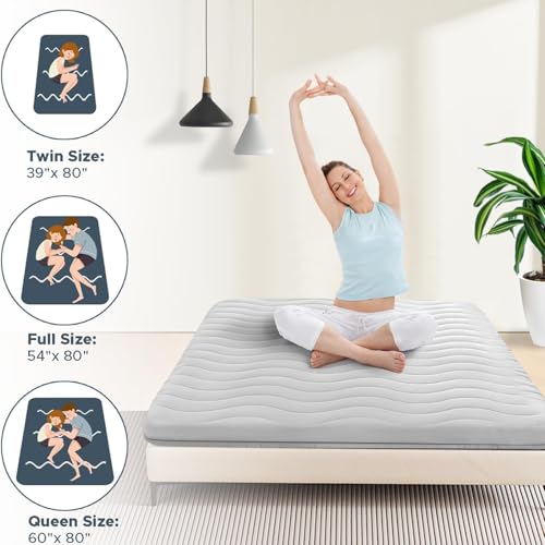Grey Full Japanese Floor Futon Mattress 3.5'' Thick Foldable Tatami Bed & Sleeping Pad