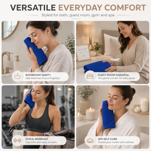 Navy Blue Washcloths Pack of 10 - 12.5 x 12.5 Inch Soft Cotton Face Towels - Variation of THIS listing