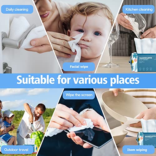 Disposable Face Towels 300 Count Pack - Thick Ultra Soft Cotton Wipes for Skin Care & Makeup Removal, Variation of 100 Count (Pack of 3)