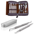 FAMILIFE 100% Stainless Steel Ingrown Toenail File Sided with Storage Case and 11 in 1 Stainless Steel Manicure Set with Box