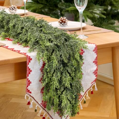 9FT Artificial Cedar Garland for Christmas Mantel - Lifelike & Weatherproof