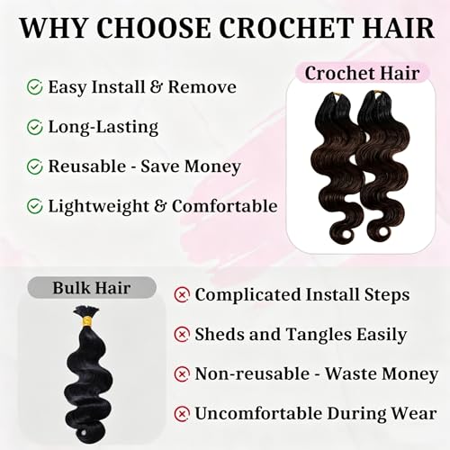 Limited Beauty 120g Ombre Crochet Hair Extensions 14in — 1BT4, Dark Brown, 2 Packs