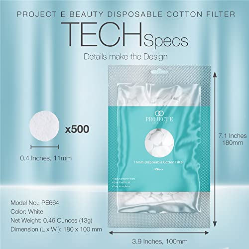 500pcs Cotton Filter Pads for Microdermabrasion Machines - 11mm Round Replacement Filters