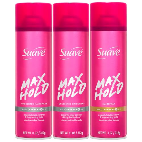 Max Hold Hair Spray Set - Scented & Unscented Aerosol Styler, 11 Oz x 3