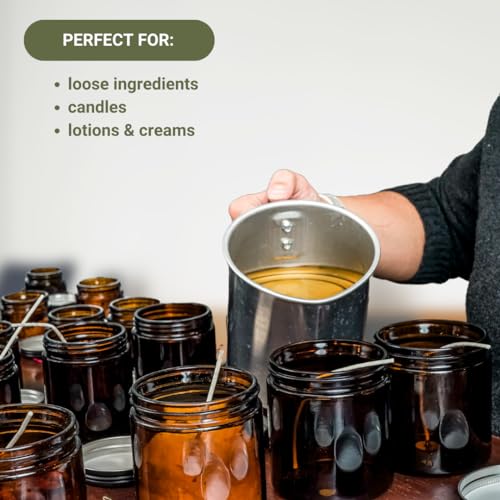 2oz Amber Glass Jars with Black Lid - Pack of 12, Reusable & Sun-Protected for Beauty & Candles