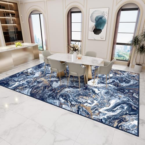 Starry Sky Washable Non-Slip Area Rug - Dark Blue and Gold, 6x9 ft