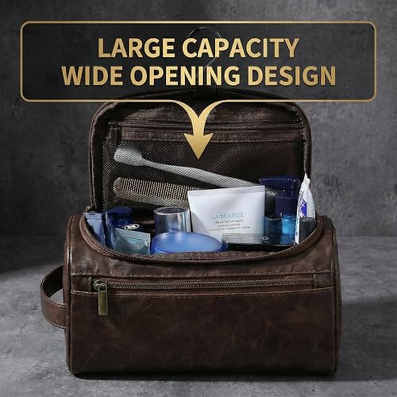 Men¡¯s Hanging Toiletry Bag, Large Capacity Travel Dopp Kit Organizer for Business Trip ? Waterproof Shaving Bag Multi-Compartment Storage for Grooming Essentials, Bathroom & Gym (Coffee)
