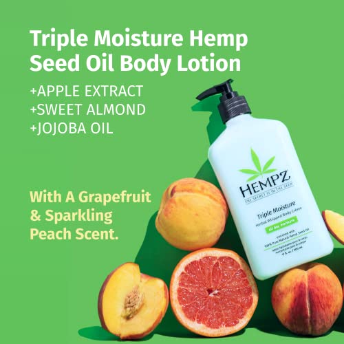 Hempz Body Moisturizer with Vitamin C - Triple Moisture 17oz Pack of 2
