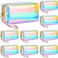 Clear Iridescent Holographic Makeup Bag with Zipper - L - 8 Pack