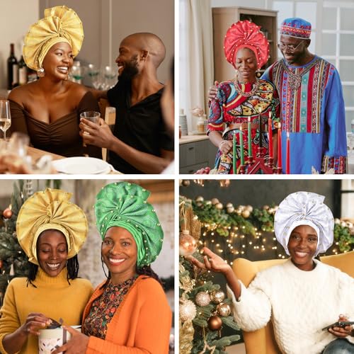 African Nigerian Gele Head Wrap for Women - Wedding & Party Turban