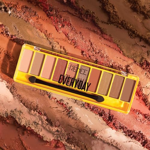 RENEE Everyday Eyeshadow - Nude, Long Lasting & Non-Creasing, Easy-To-Blend, Highly Pigmented with Satiny Texture, Enriched with Vitamin C & Hyaluronic Acid & SPF 30, Skincare Infused Makeup, 10 Gm